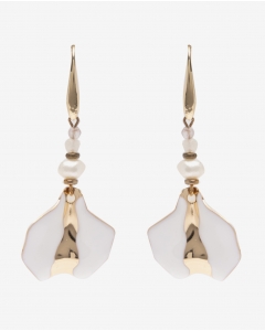 Abstract White and Gold Earrings