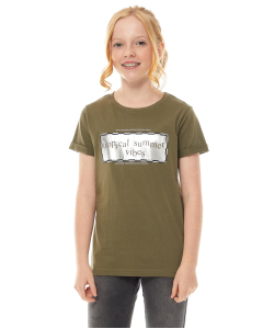 Metallic Printed T-Shirt with Crew Neck and Short Sleeves