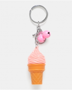 Pink Ice Cream Keychain With Bells