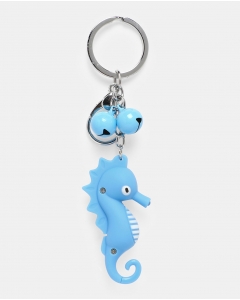 Blue Sea Horse Keychain With Bells