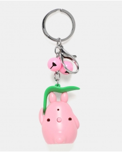 Pink Hamster Keychain With Bells