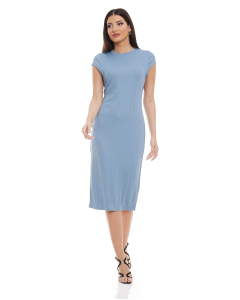 Solid Bodycon Dress with Crew Neck and Short Sleeves
