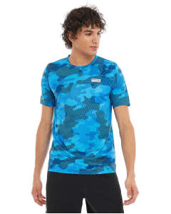Camouflage Printed T-Shirt with Crew Neck and Short Sleeves
