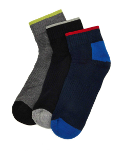 3-Pack Color Block Ankle Socks