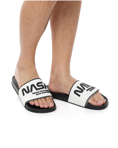 Nasa Printed Sliders, White