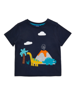 Applique Detailed T-Shirt with Crew Neck and Short Sleeves