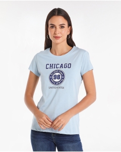 Blue Printed Regular Fit T-Shirt