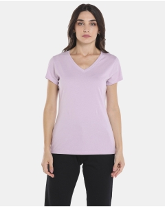 Casual Solid T-Shirt with V-Neck Short Sleeves