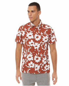 Floral Printed Shirt with Classic Collar and Short Sleeves