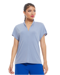 Solid Top with V-Neck and Short Sleeves