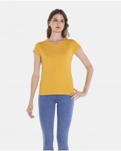 Yellow Solid Round Neck Tee