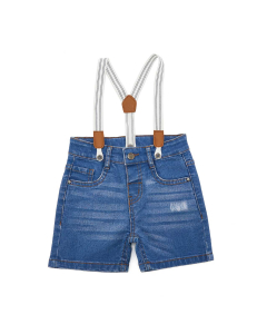 Faded Denim Shorts and Suspenders
