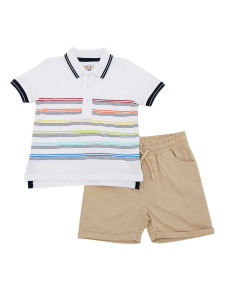 Striped Polo T-Shirt and Solid Shorts Set
