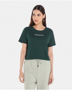 Green Cotton Cropped Tee