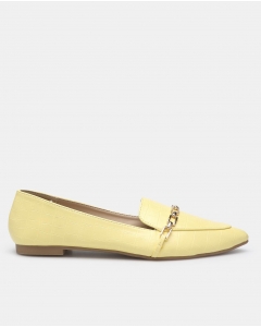 Yellow Textured Pointed Toe Ballerina Shoes