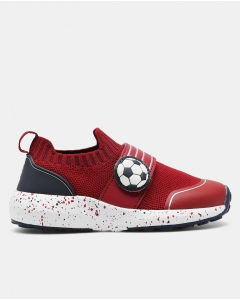 Red Perforated Sneakers With Hook And Loop Closure