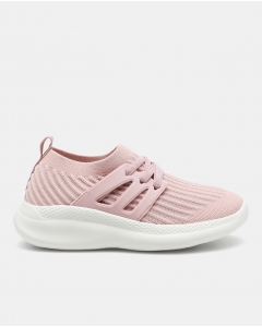 Pink Lace-Up Detail Low Top Sneakers