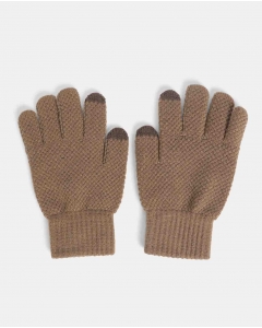 Brown Solid Knit Gloves