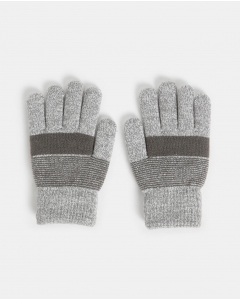 Grey Solid Knit Gloves