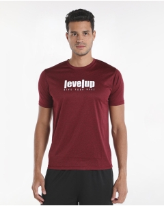 Typography Active Wear T-Shirt with Crew Neck and Short Sleeves