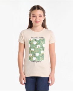 Graphic Printed T-Shirt with Round Neck and Short Sleeves