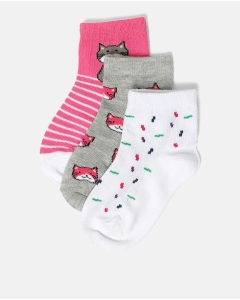 Set of 3 Printed Ankle-Length Socks